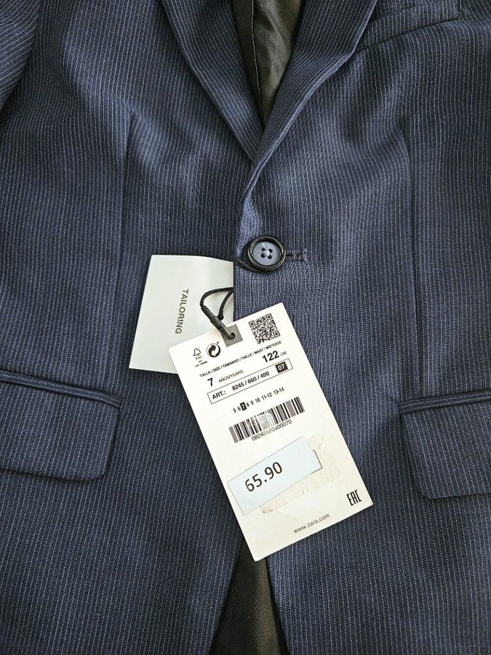 Zara Boys Classic Navy Blue Blazer Size 7 Youth S M Pinstripe Tailored Formal - Picture 4 of 14